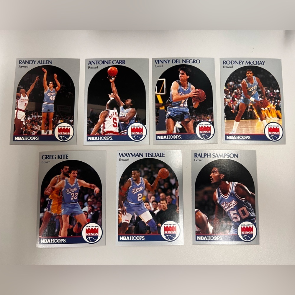 Vintage NBA Hoops Sacramento Kings Player Lot - 1990-91 Era Basketball Cards